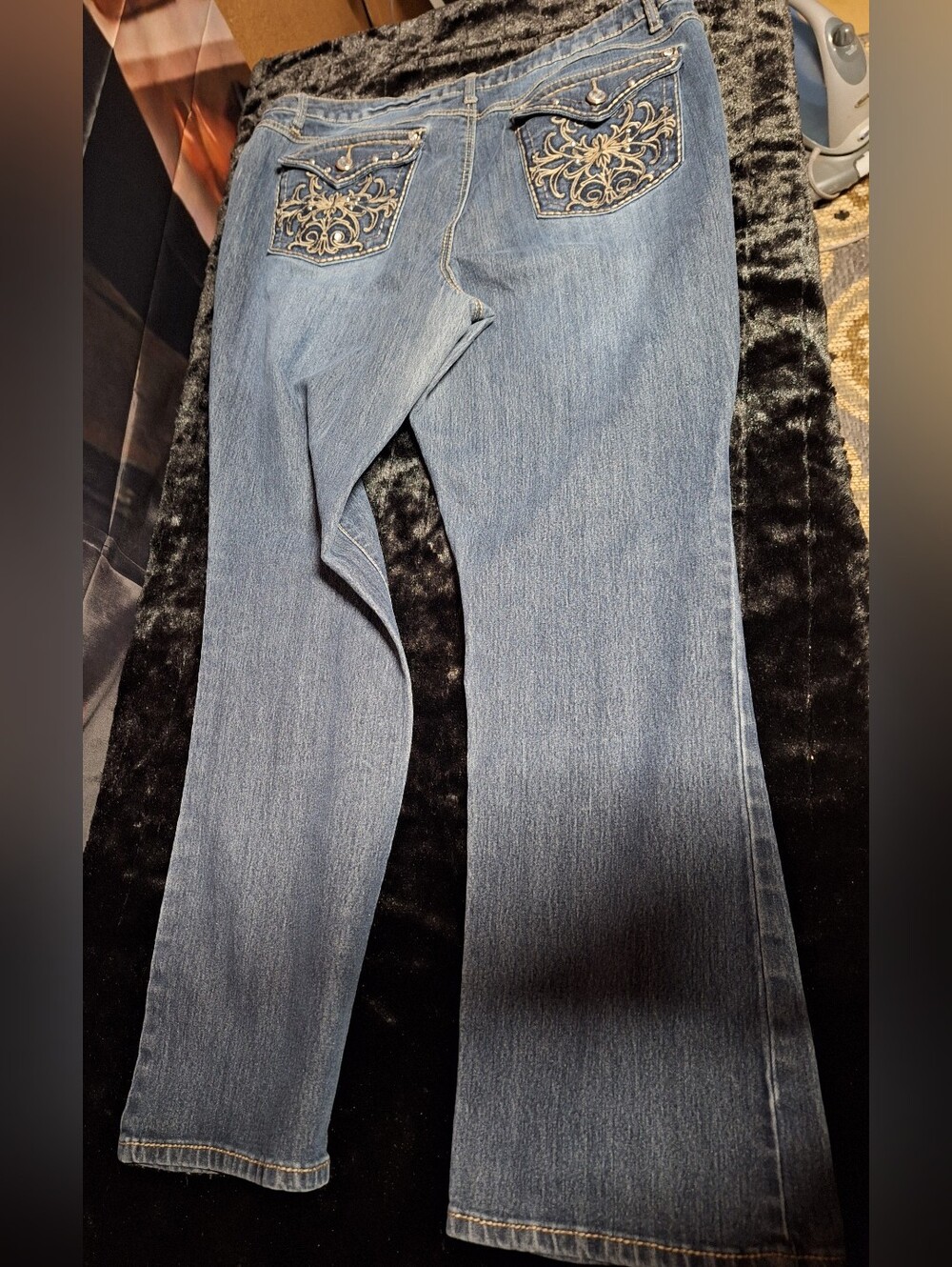Cato Blue Boot Cut Jeans with Embroidered Pocket Detail